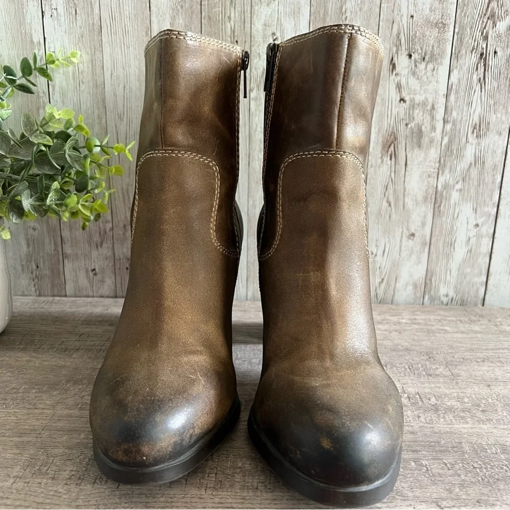 Sperry Top-Sider Womens Dasher Grace Brown Ankle Leather Boots 8.5 Almond Toe